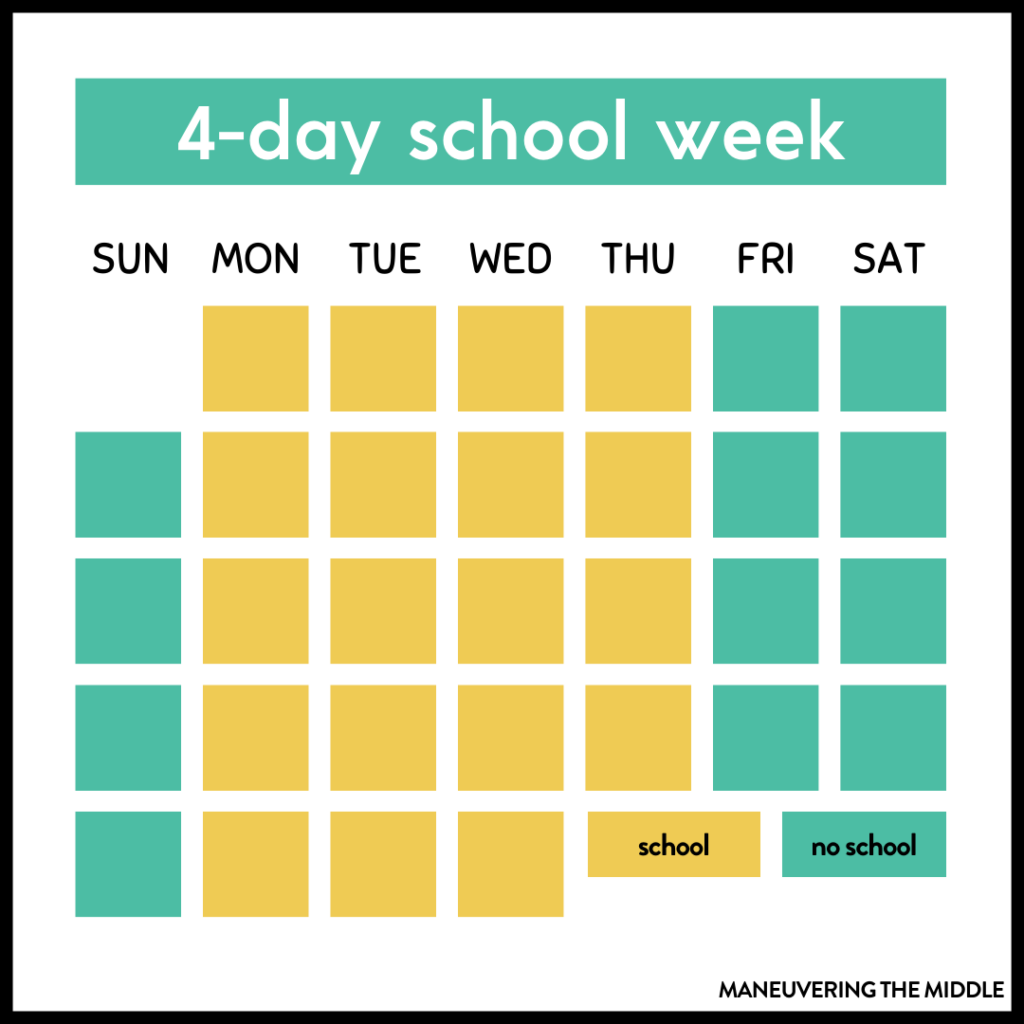 4-day vs 5 5-day school weeks