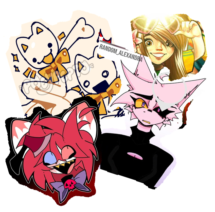 @Peoypepto on the top left, @Juniperdots on the top right, @RAND0M_Alexandra on the bottom right, and @Serinity_.Dear. on the bottom left.
